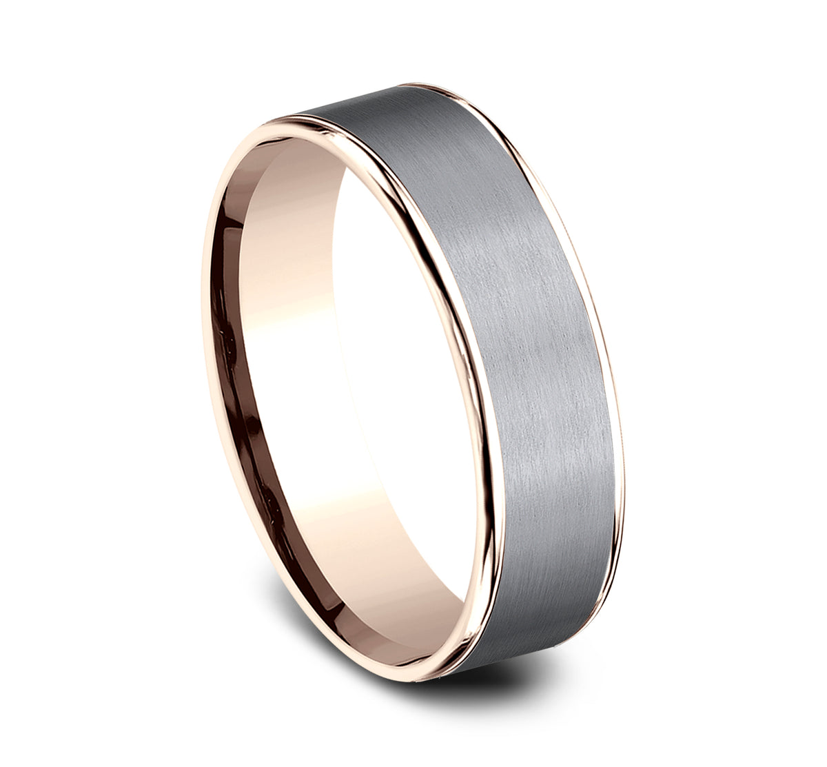 THE REMBRANDT 6.5mm 14K Rose/Tantalum Grey Benchmark men's wedding band