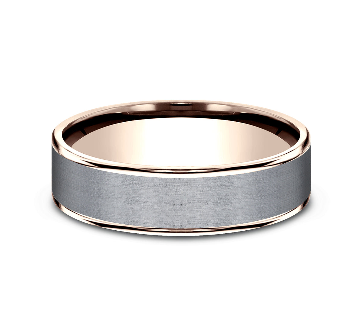 THE REMBRANDT 6.5mm 14K Rose/Tantalum Grey Benchmark men's wedding band