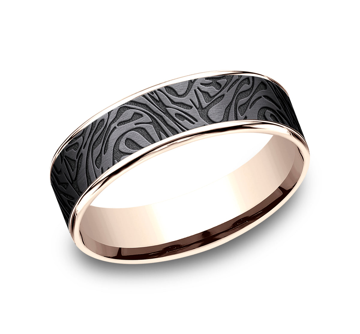 THE DYNASTY 6.5mm 14K Rose/Tantalum Dark Benchmark men's wedding band