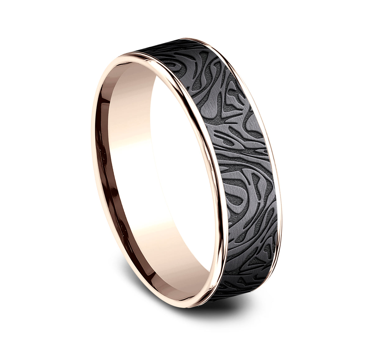 THE DYNASTY 6.5mm 14K Rose/Tantalum Dark Benchmark men's wedding band