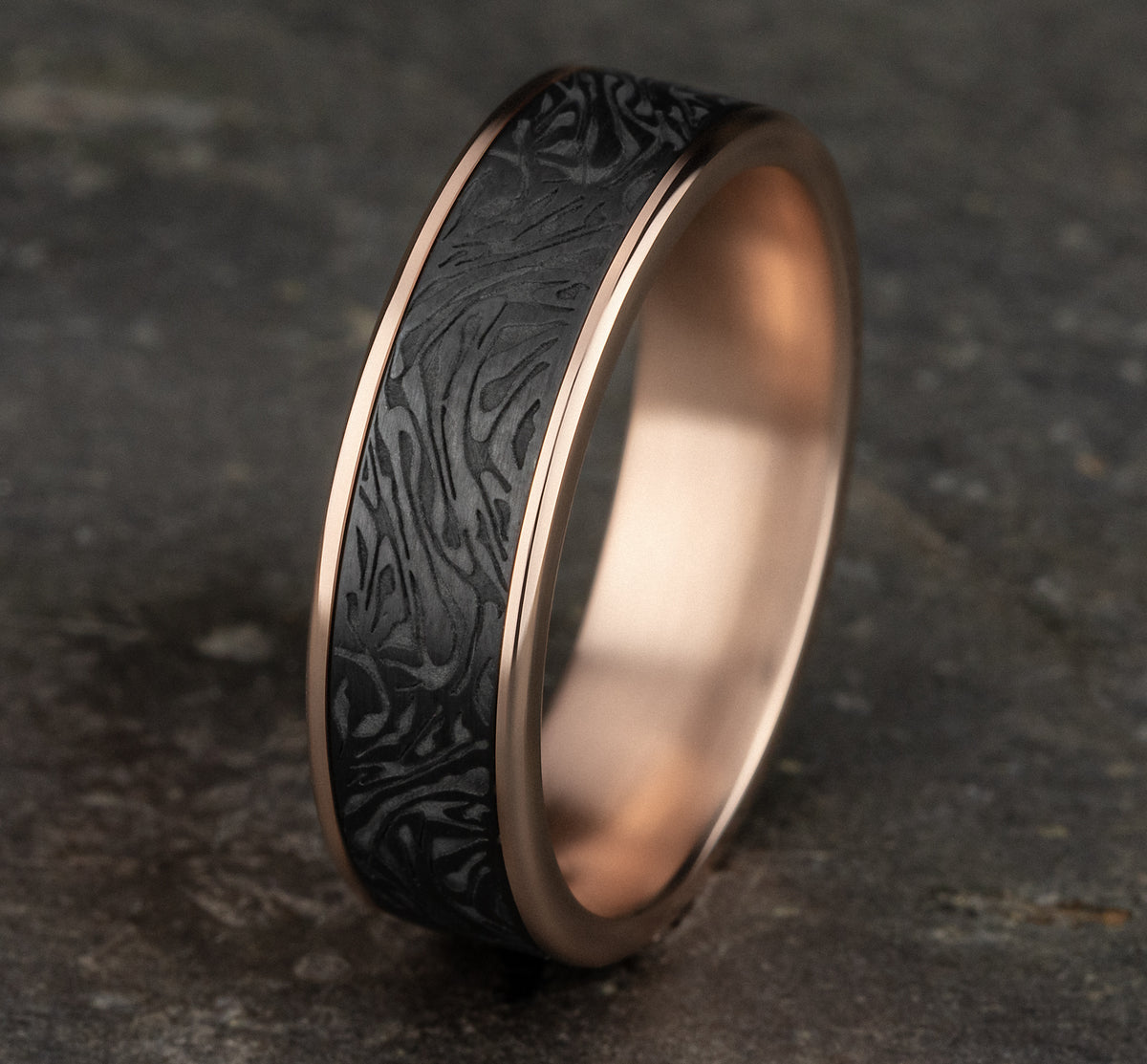 THE DYNASTY 6.5mm 14K Rose/Tantalum Dark Benchmark men's wedding band