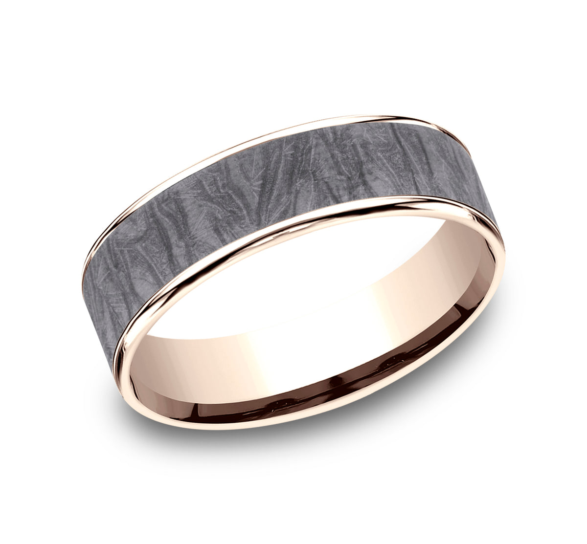 THE LOOM 7.5mm 14K Rose/Tantalum Grey Benchmark men's wedding band