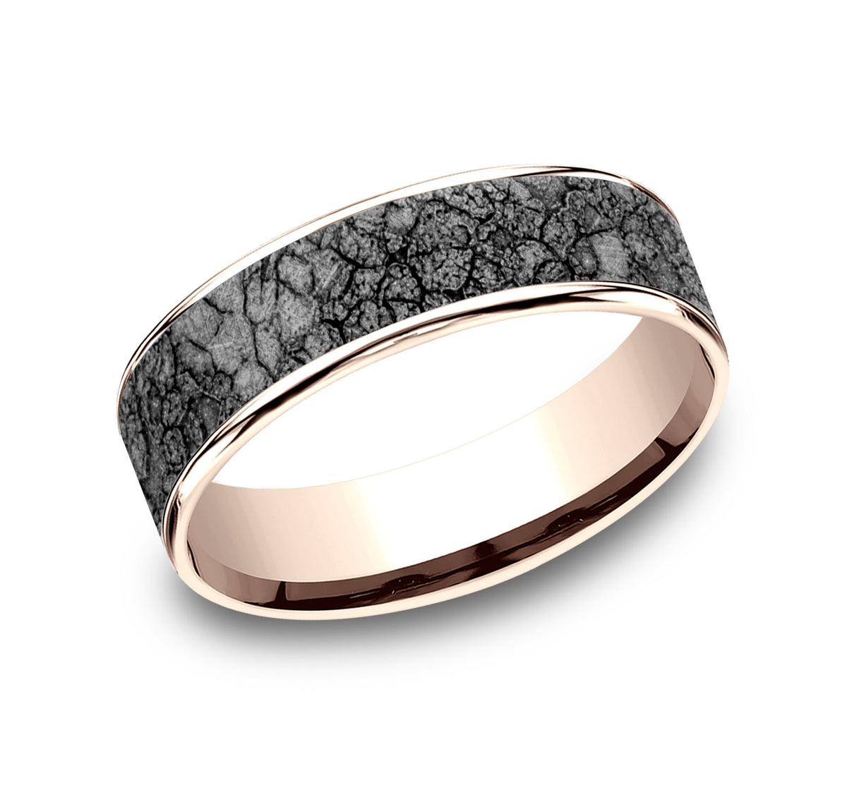 THE RUBBLE 6.5mm 14K Rose/Tantalum Grey Benchmark men's wedding band