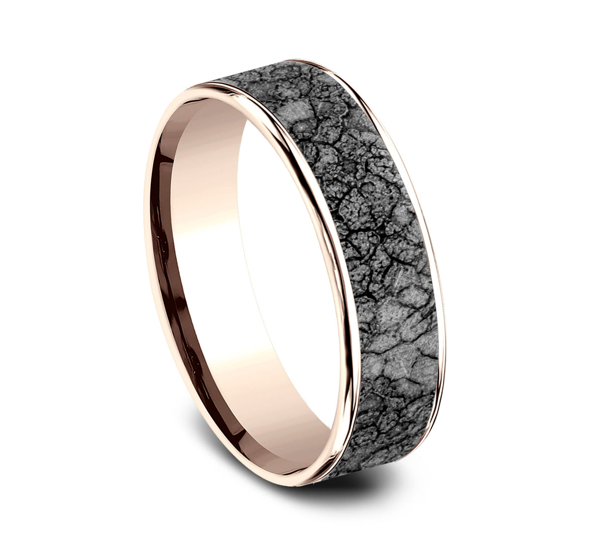 THE RUBBLE 6.5mm 14K Rose/Tantalum Grey Benchmark men's wedding band