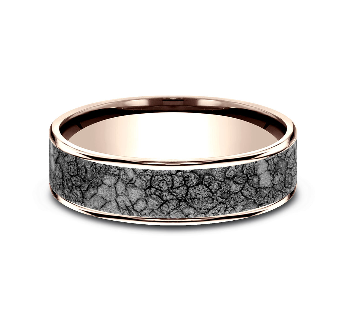 THE RUBBLE 6.5mm 14K Rose/Tantalum Grey Benchmark men's wedding band