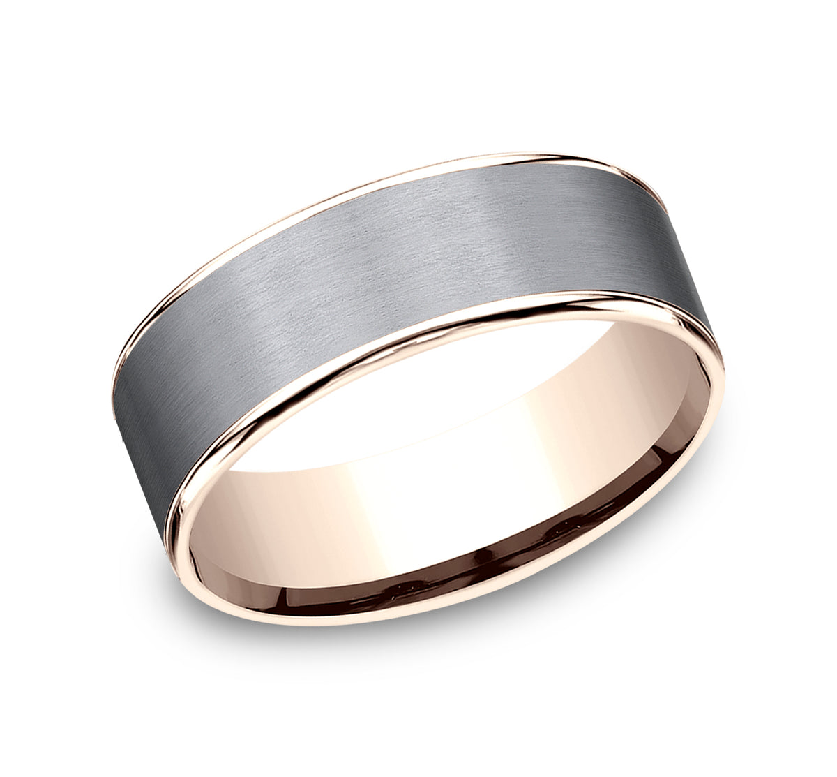 THE REMBRANDT 6.5mm 14K Rose/Tantalum Grey Benchmark men's wedding band