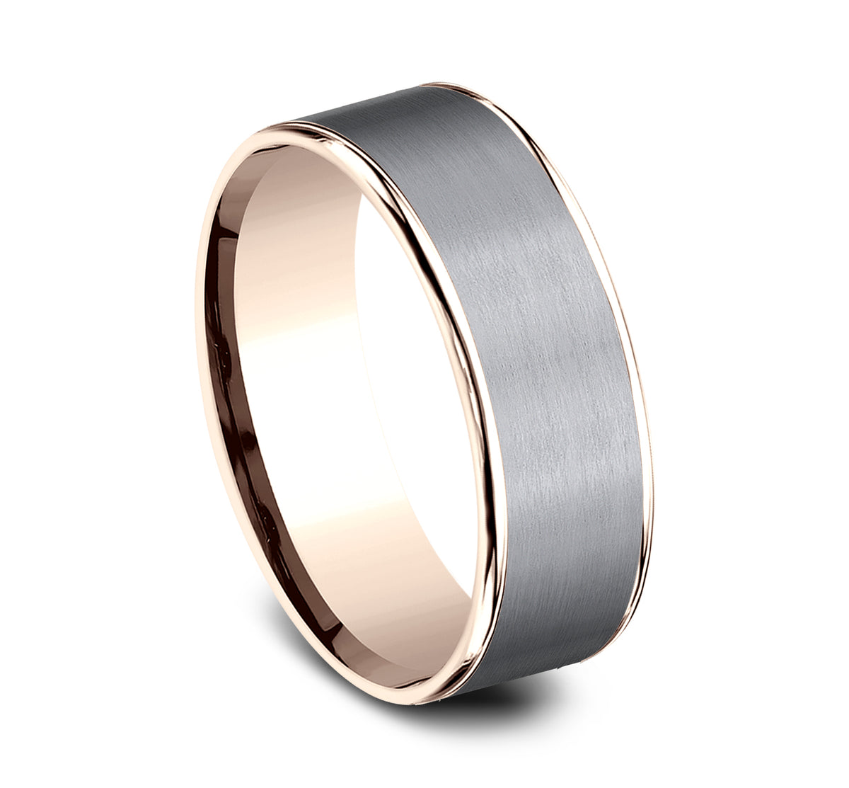THE REMBRANDT 6.5mm 14K Rose/Tantalum Grey Benchmark men's wedding band