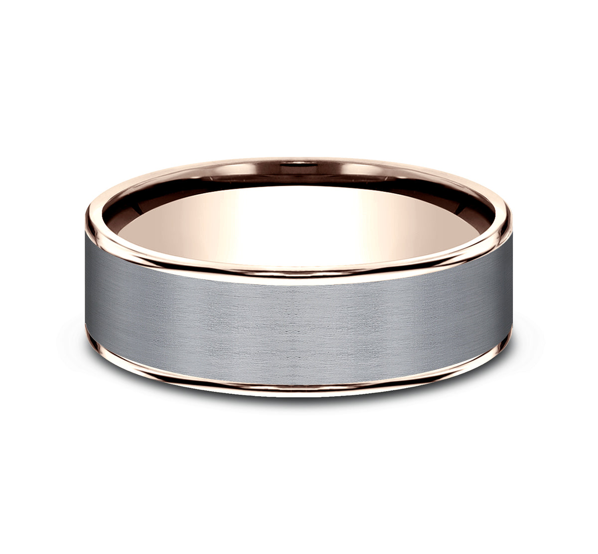 THE REMBRANDT 6.5mm 14K Rose/Tantalum Grey Benchmark men's wedding band
