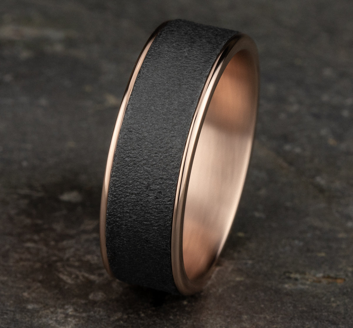THE SERGEANT 7.5mm 14K Rose/Tantalum Dark Benchmark men's wedding band