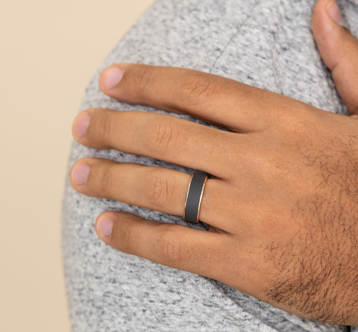 THE SERGEANT 7.5mm 14K Rose/Tantalum Dark Benchmark men's wedding band