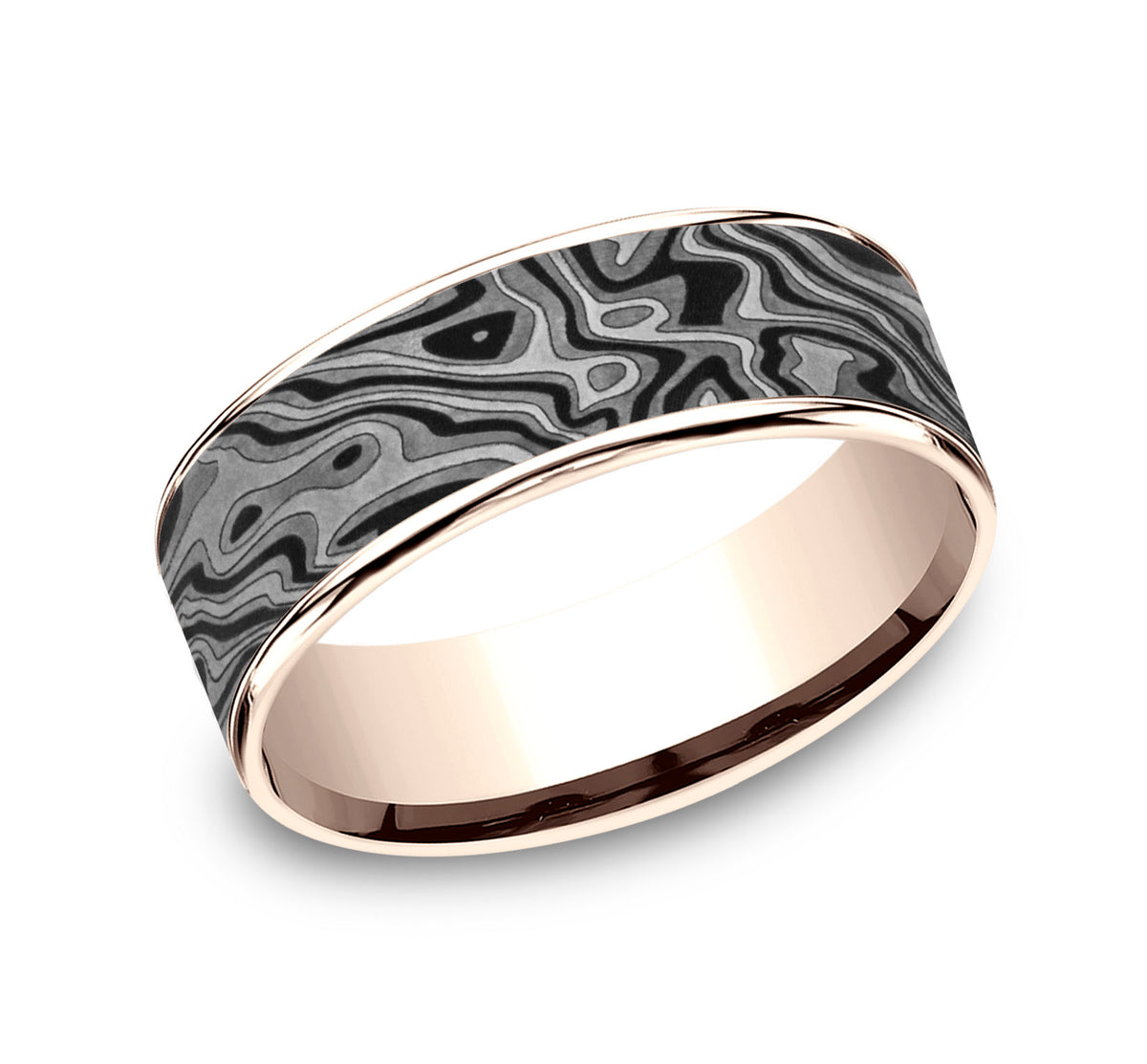 THE SWITCH 7.5mm 14K Rose/Tantalum Grey Benchmark men's wedding band
