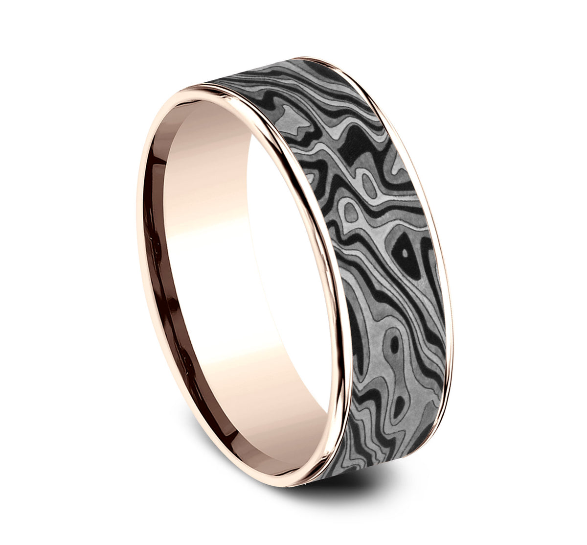 THE SWITCH 7.5mm 14K Rose/Tantalum Grey Benchmark men's wedding band