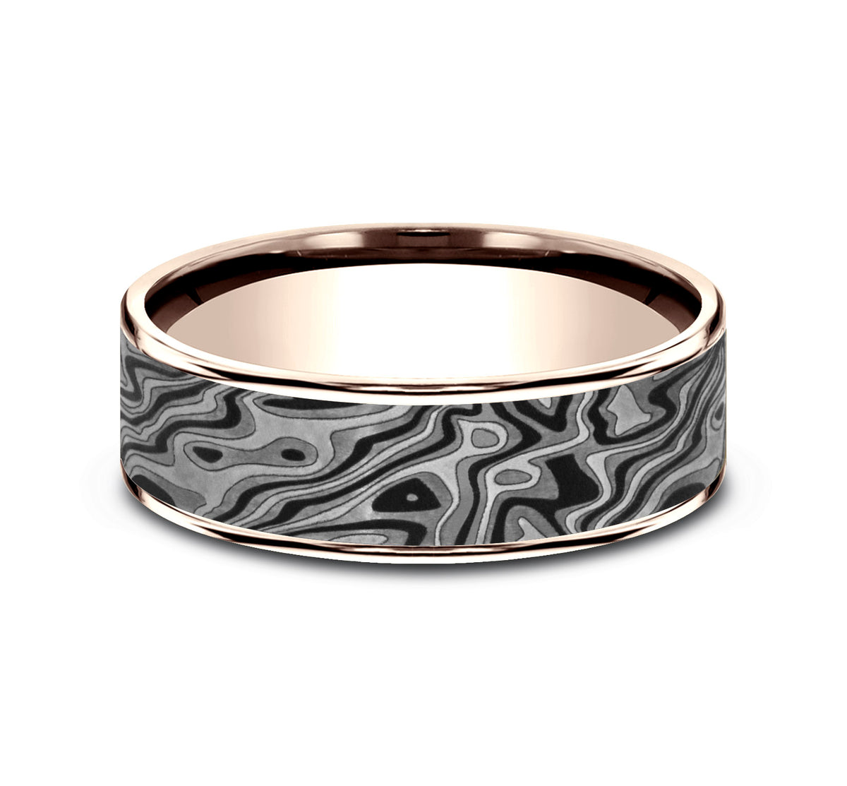 THE SWITCH 7.5mm 14K Rose/Tantalum Grey Benchmark men's wedding band