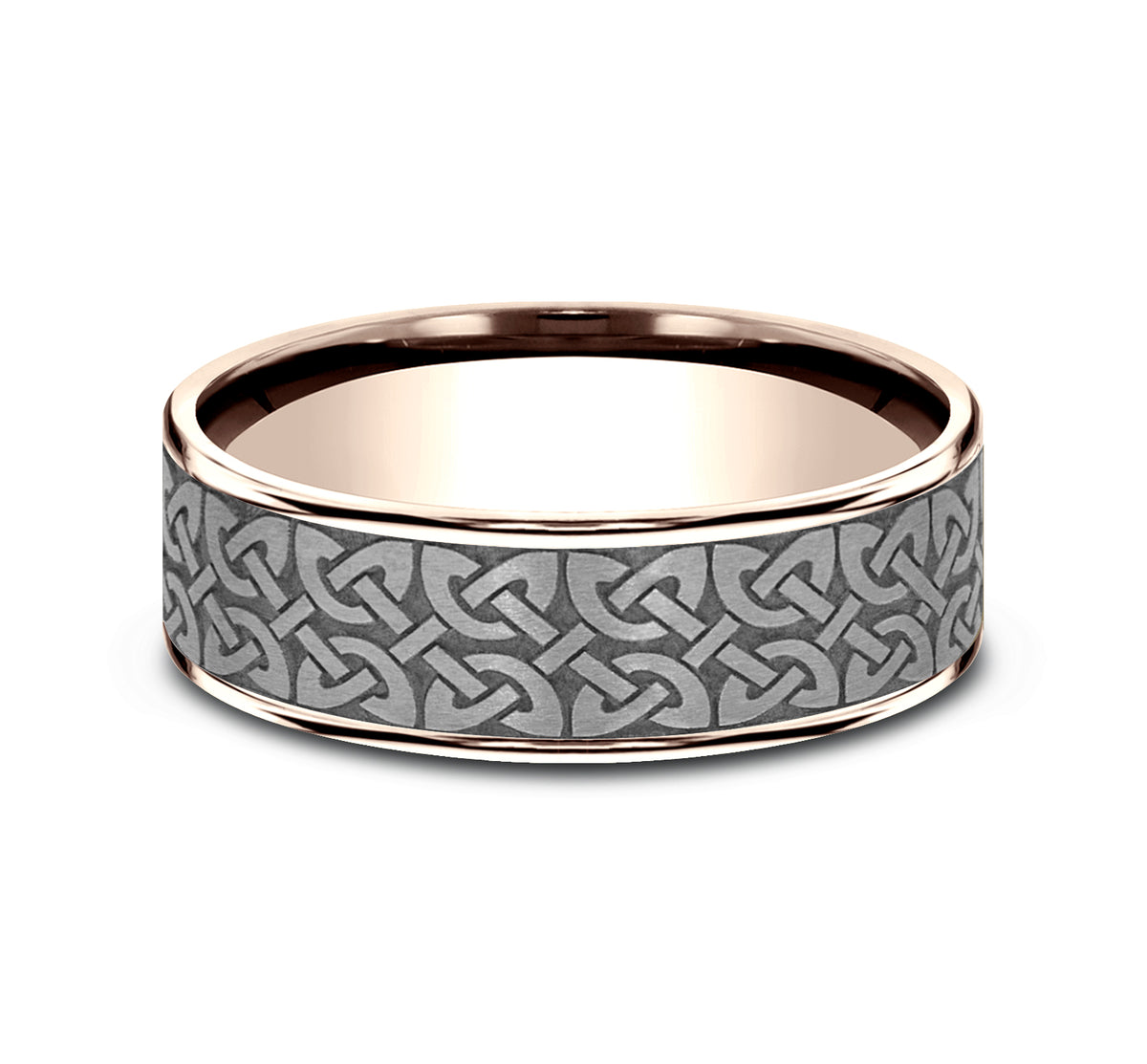 THE BLARNEY 7.5mm 14K Rose/Tantalum Grey Benchmark men's wedding band