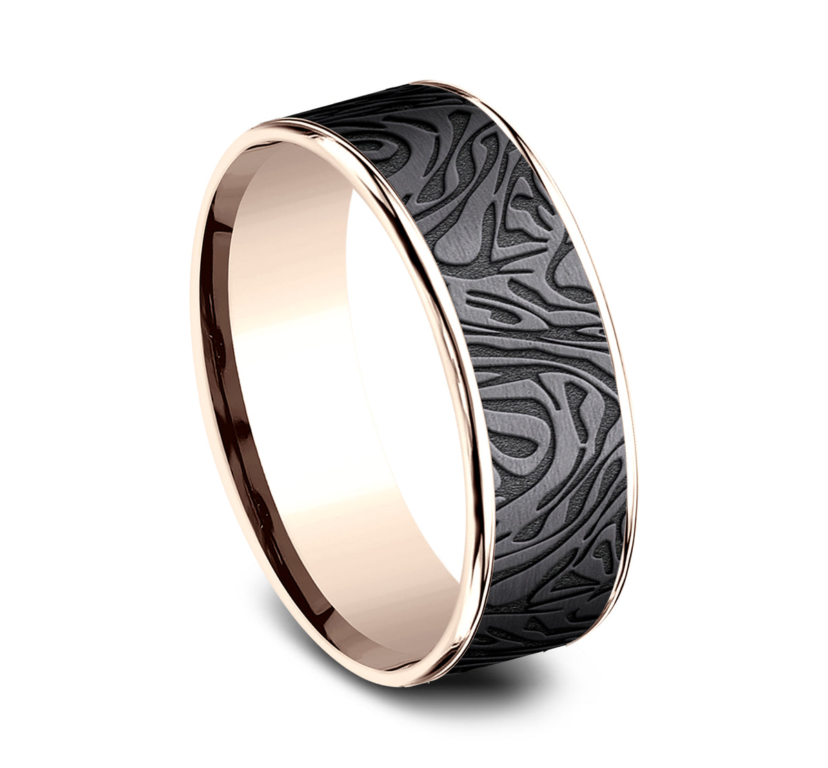 THE DYNASTY 6.5mm 14K Rose/Tantalum Dark Benchmark men's wedding band