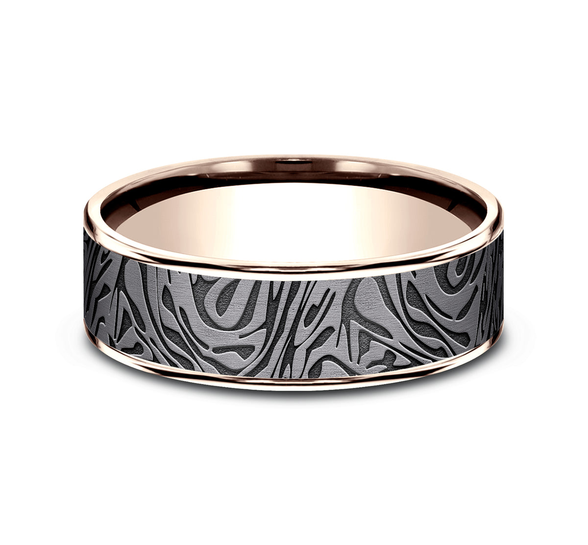 THE DYNASTY 6.5mm 14K Rose/Tantalum Dark Benchmark men's wedding band