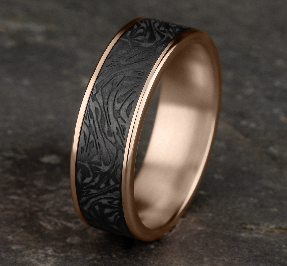 THE DYNASTY 6.5mm 14K Rose/Tantalum Dark Benchmark men's wedding band