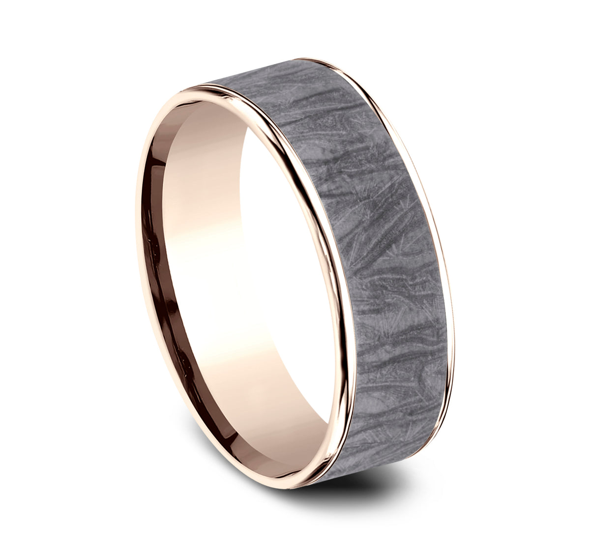 THE LOOM 7.5mm 14K Rose/Tantalum Grey Benchmark men's wedding band