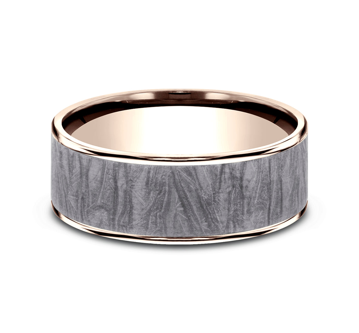 THE LOOM 7.5mm 14K Rose/Tantalum Grey Benchmark men's wedding band