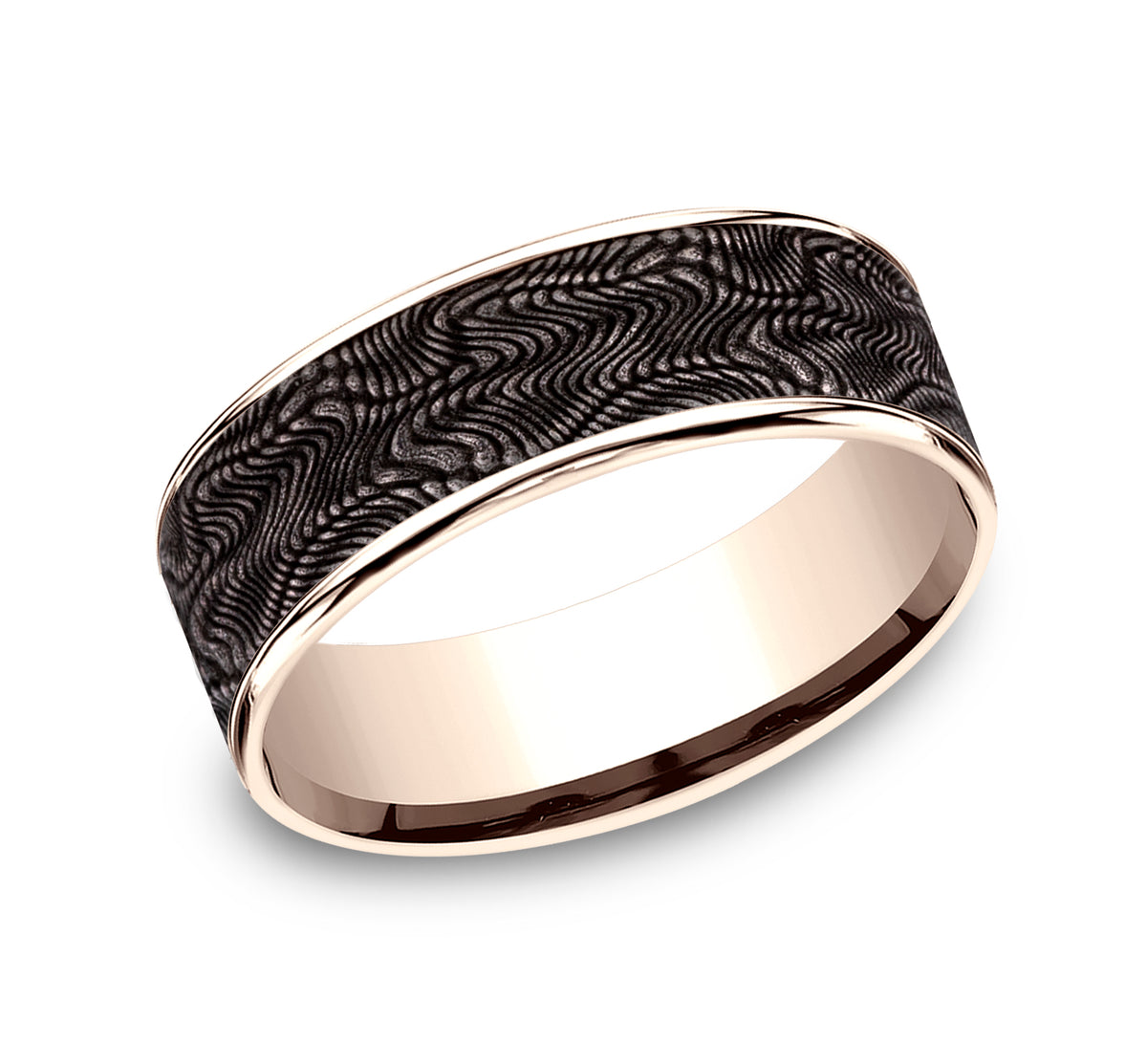 THE PYTHON 7.5mm 14K Rose/Tantalum Grey Benchmark men's wedding band