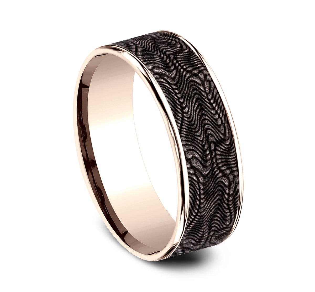THE PYTHON 7.5mm 14K Rose/Tantalum Grey Benchmark men's wedding band