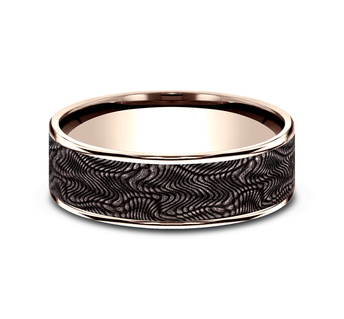 THE PYTHON 7.5mm 14K Rose/Tantalum Grey Benchmark men's wedding band