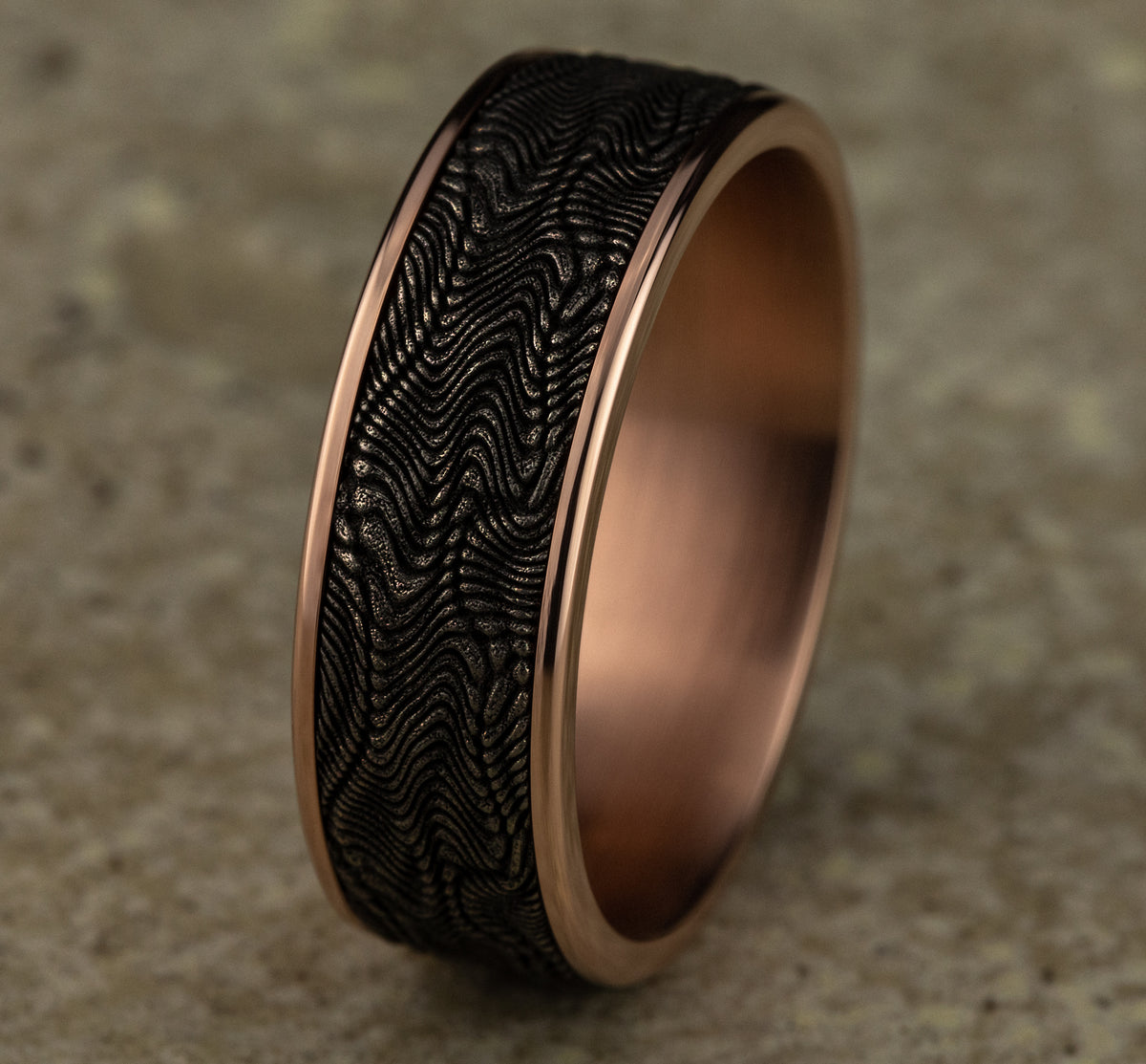THE PYTHON 7.5mm 14K Rose/Tantalum Grey Benchmark men's wedding band