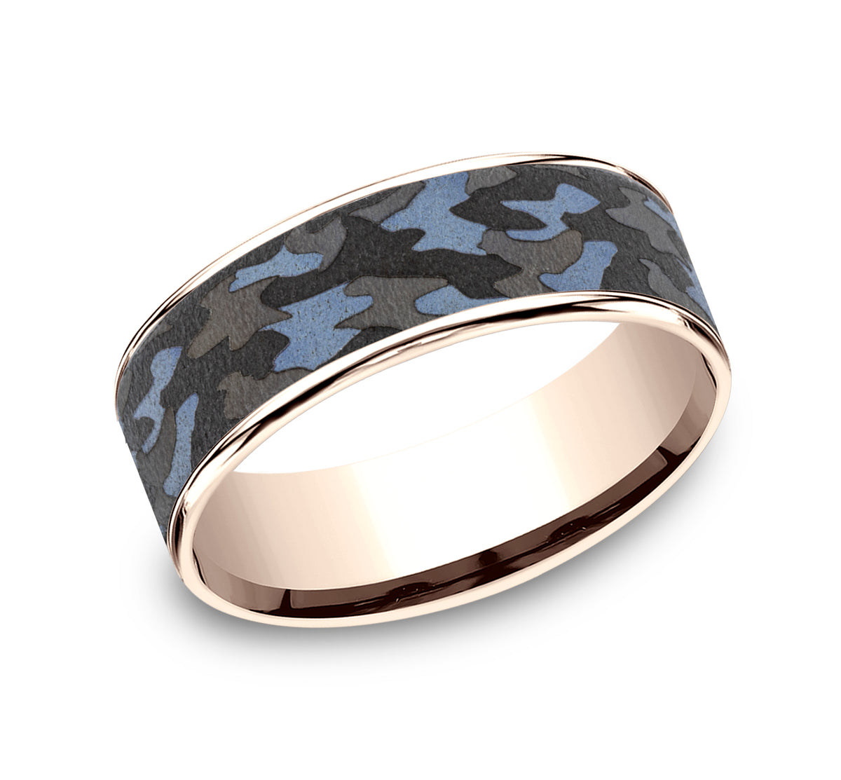 THE PATRIOT 7.5mm 14K Rose/Tantalum Grey Benchmark men's wedding band