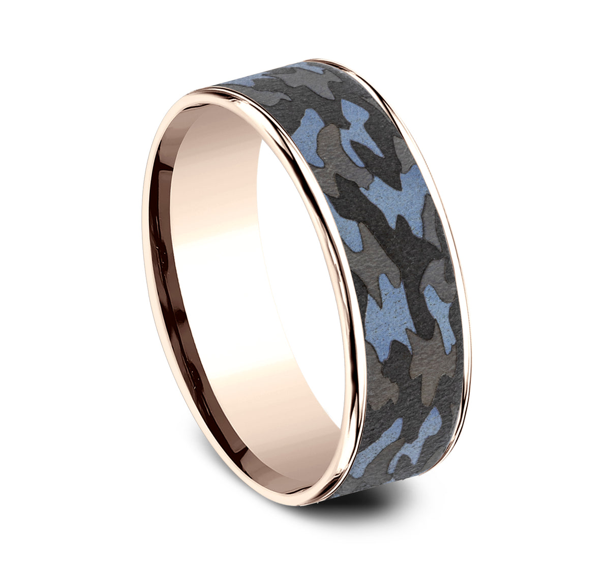 THE PATRIOT 7.5mm 14K Rose/Tantalum Grey Benchmark men's wedding band