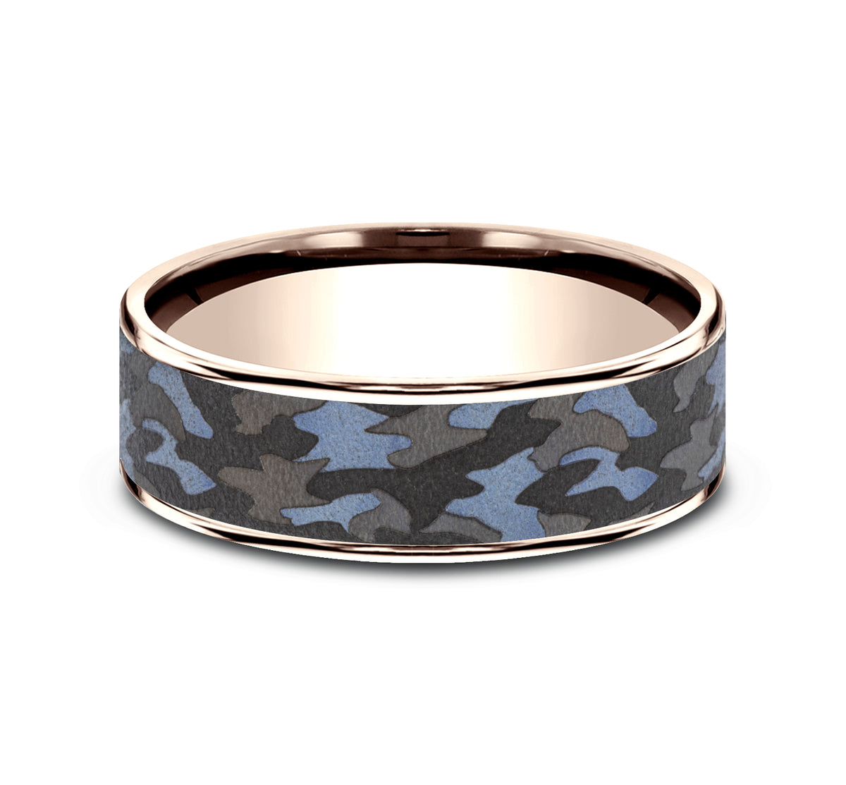 THE PATRIOT 7.5mm 14K Rose/Tantalum Grey Benchmark men's wedding band