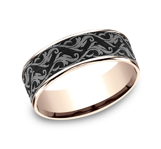 THE IVY 14K Rose/Tantalum Grey Benchmark wedding band