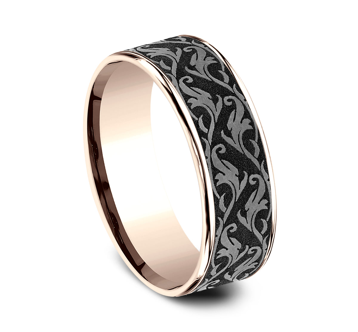 THE IVY 14K Rose/Tantalum Grey Benchmark wedding band