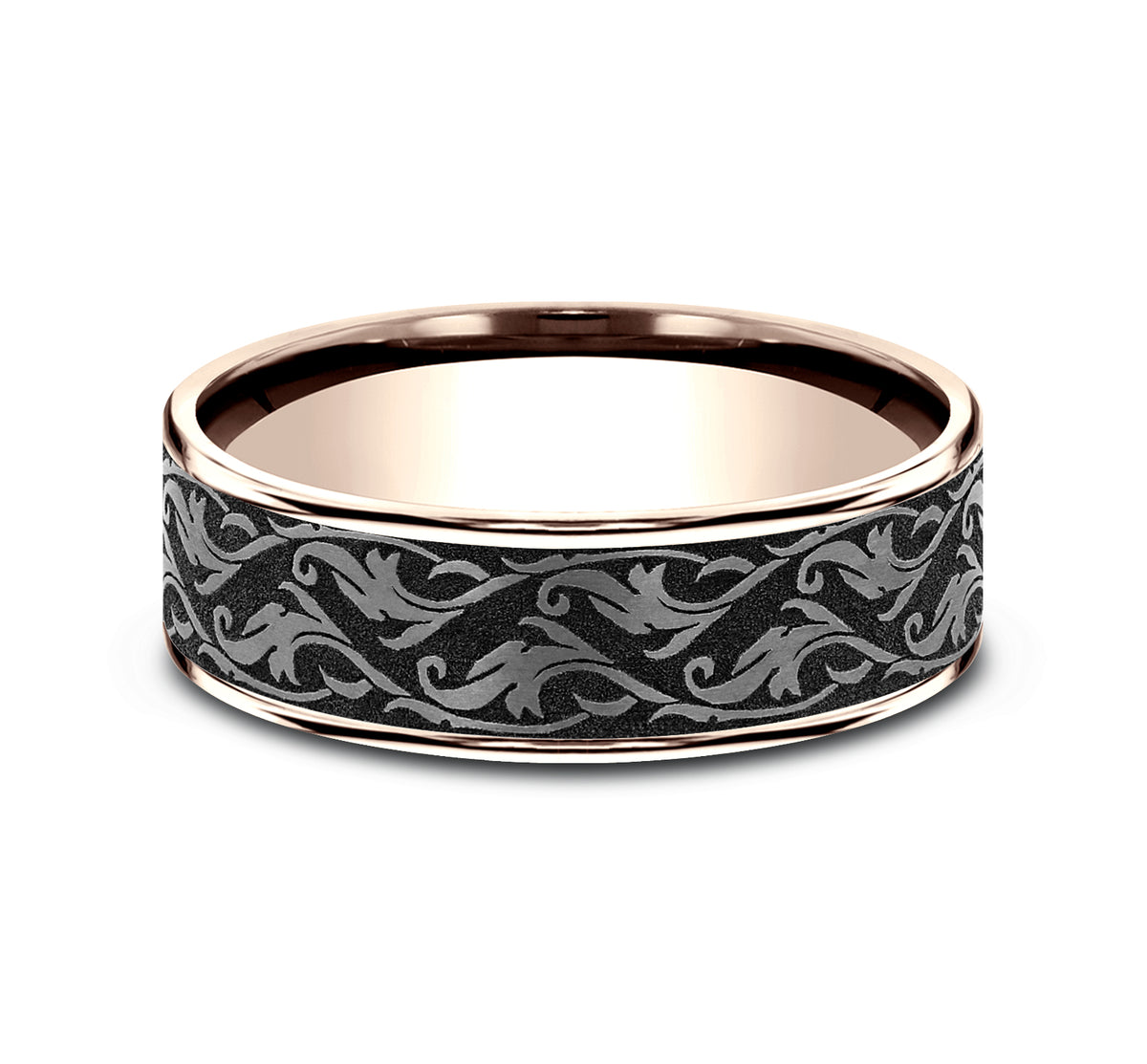 THE IVY 14K Rose/Tantalum Grey Benchmark wedding band