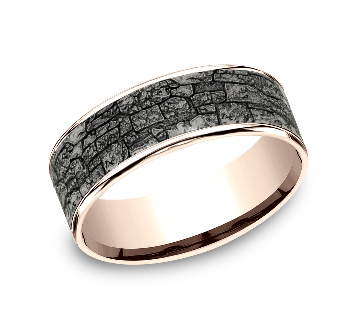 THE JACKSON 7.5mm 14K Rose/Tantalum Grey Benchmark men's wedding band