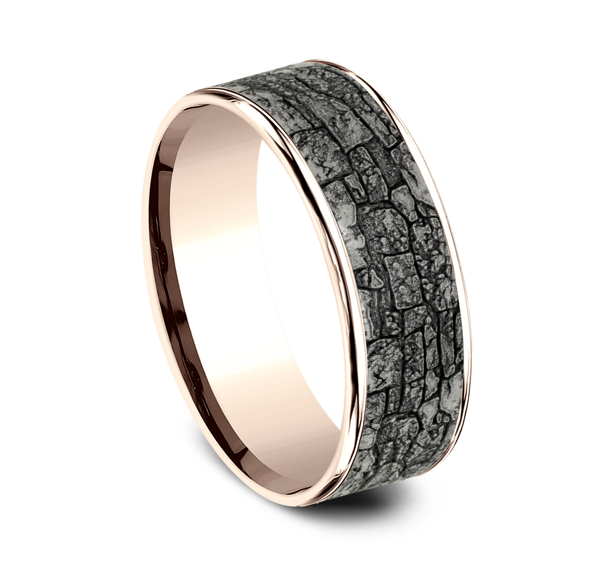 THE JACKSON 7.5mm 14K Rose/Tantalum Grey Benchmark men's wedding band