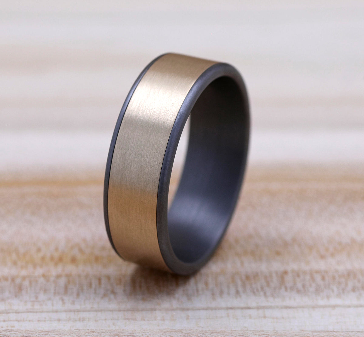 THE REMBRANDT 7.5mm Tantalum Grey/14K Yellow Benchmark men's wedding band