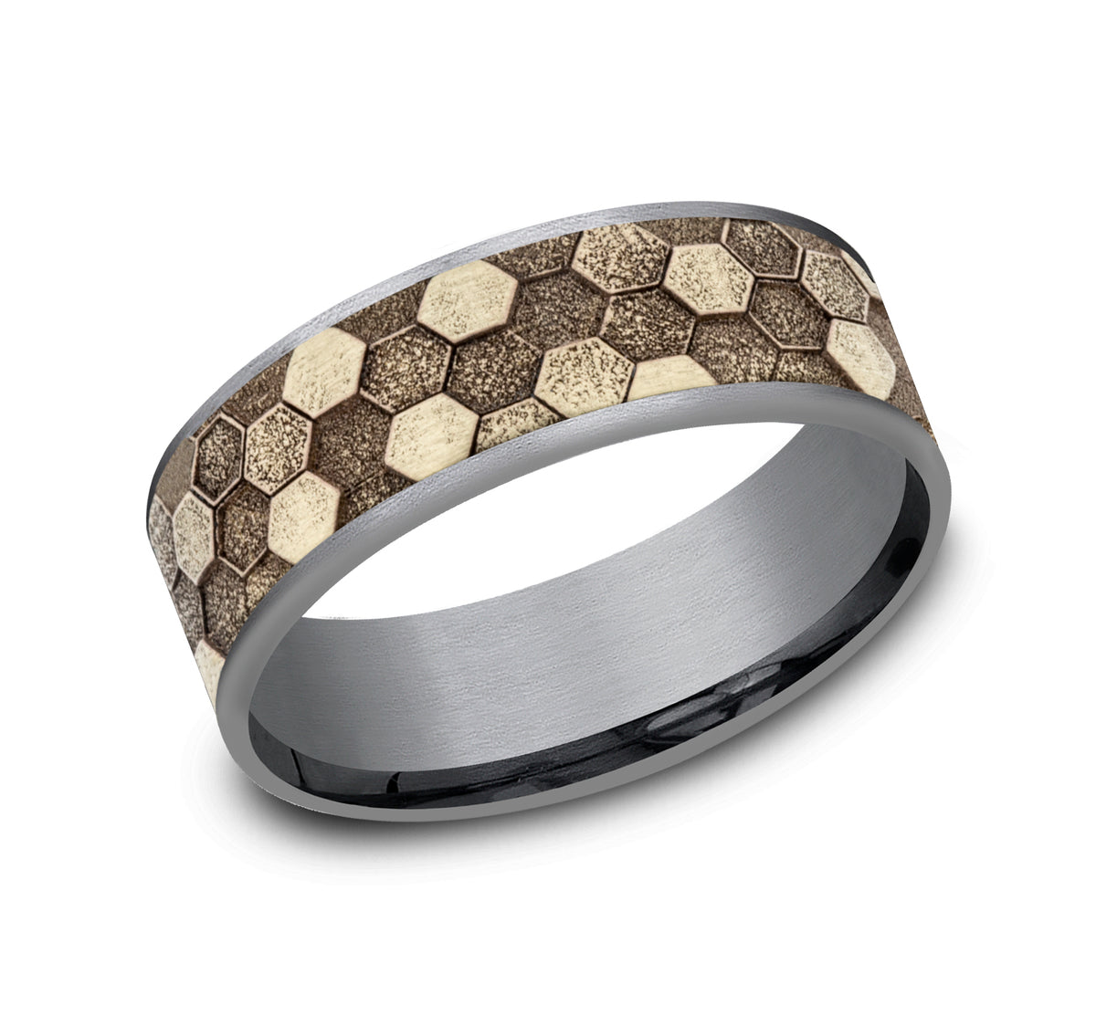 THE KEEPER 7.5mm Tantalum Grey/14K Yellow Benchmark men's wedding band