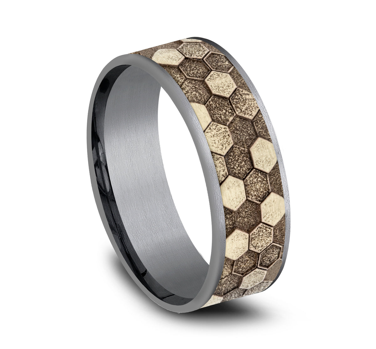 THE KEEPER 7.5mm Tantalum Grey/14K Yellow Benchmark men's wedding band