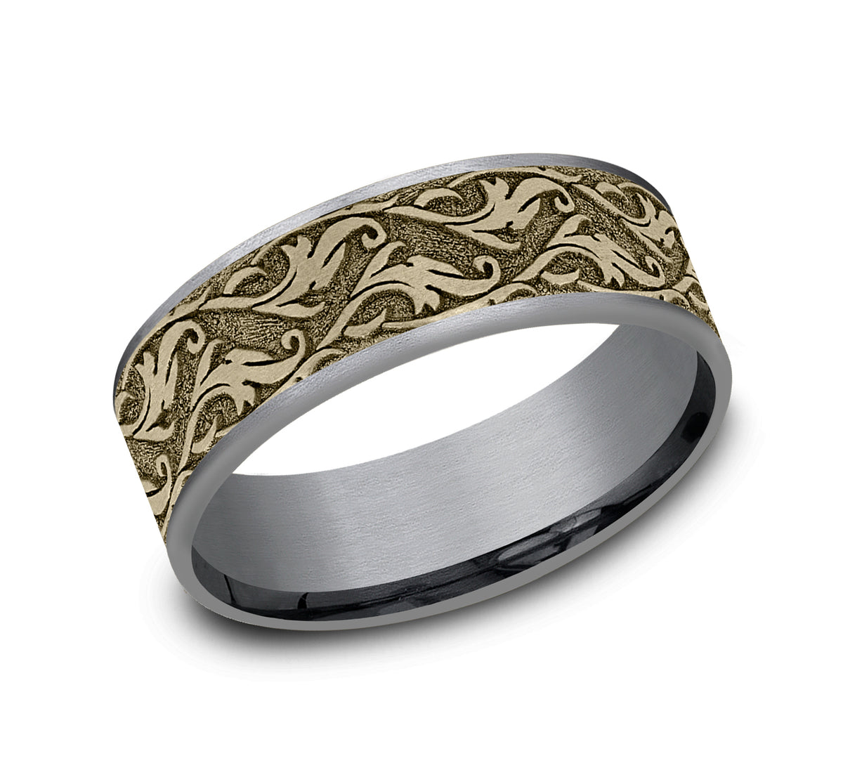 THE IVY 7.5mm Tantalum Grey/14K Yellow Benchmark men's wedding band