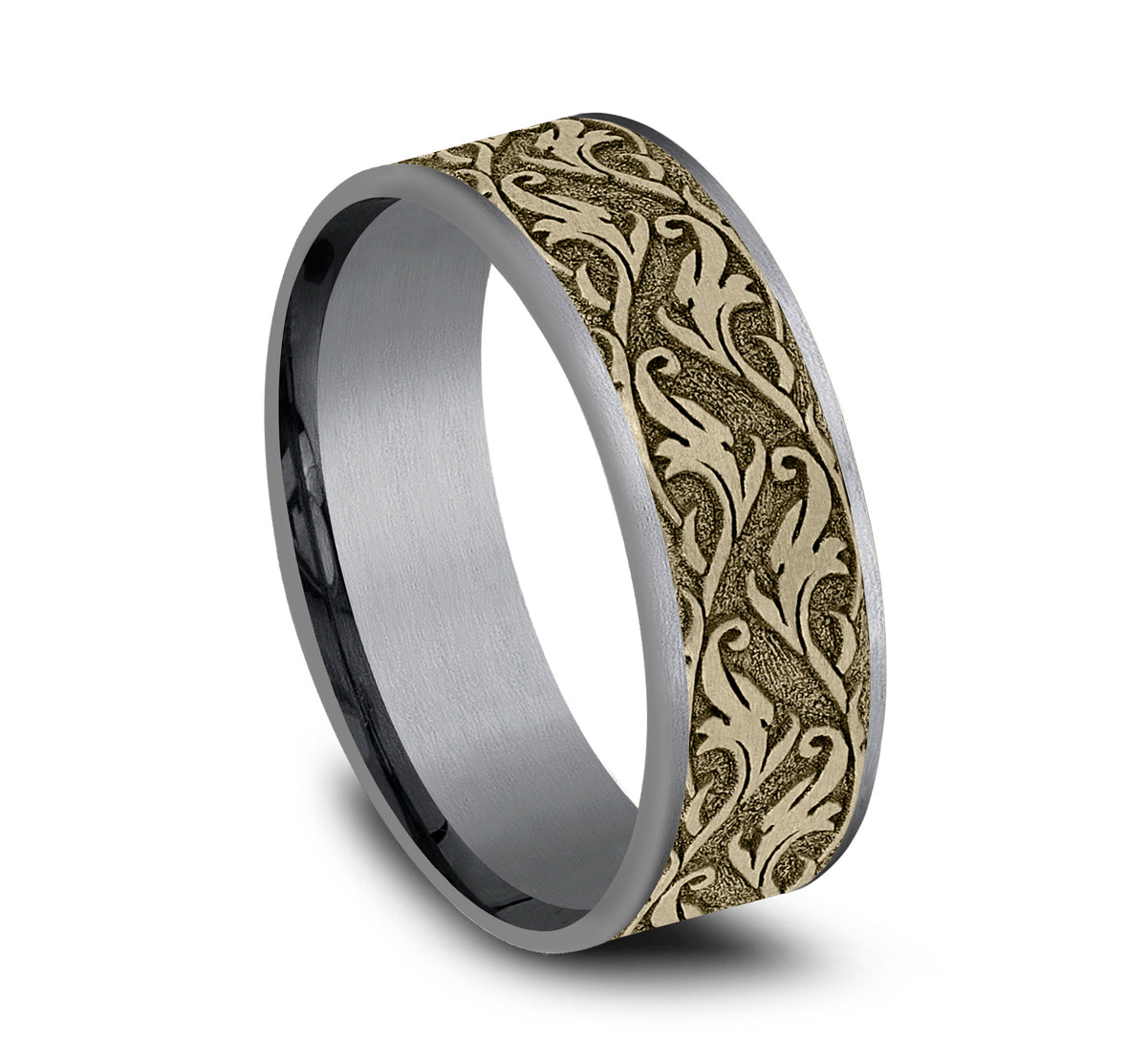 THE IVY 7.5mm Tantalum Grey/14K Yellow Benchmark men's wedding band