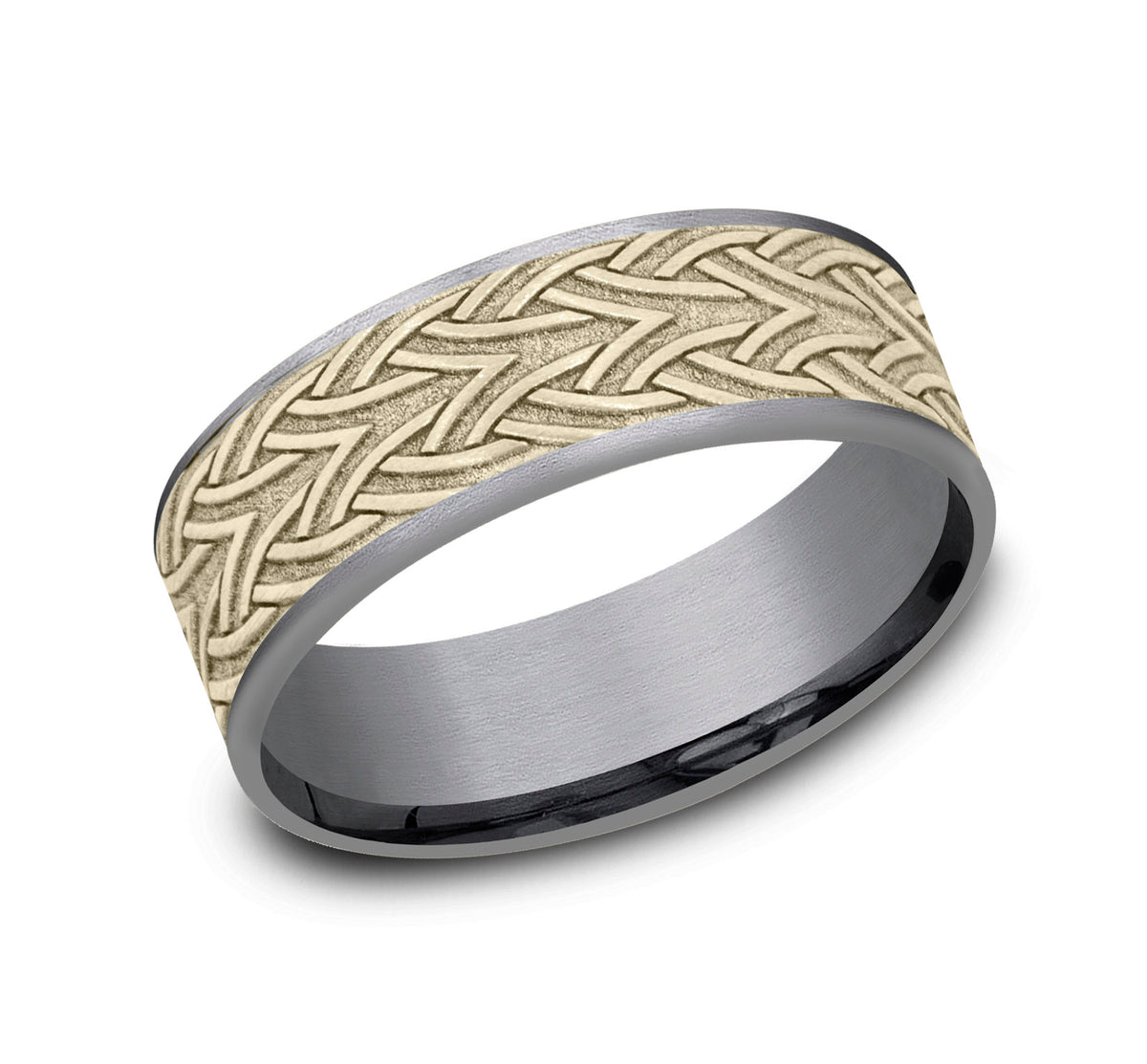 THE WATERFORD 7.5mm Tantalum Grey/14K Yellow Benchmark men's wedding band