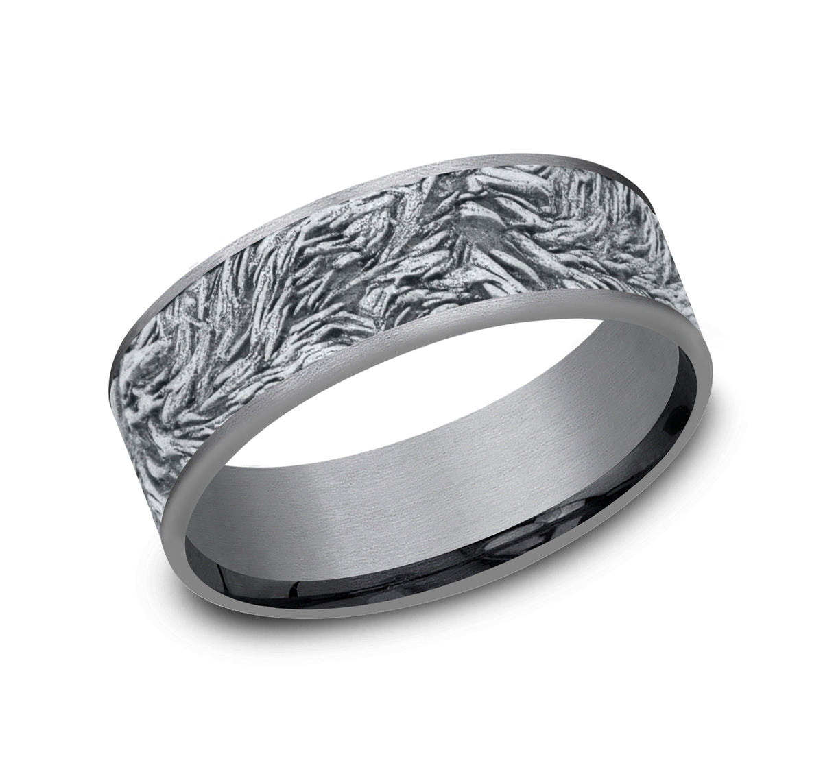 The Tamlin 7.5mm Tantalum Grey/14K White Benchmark men's wedding band