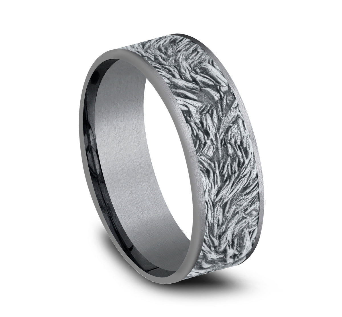 The Tamlin 7.5mm Tantalum Grey/14K White Benchmark men's wedding band