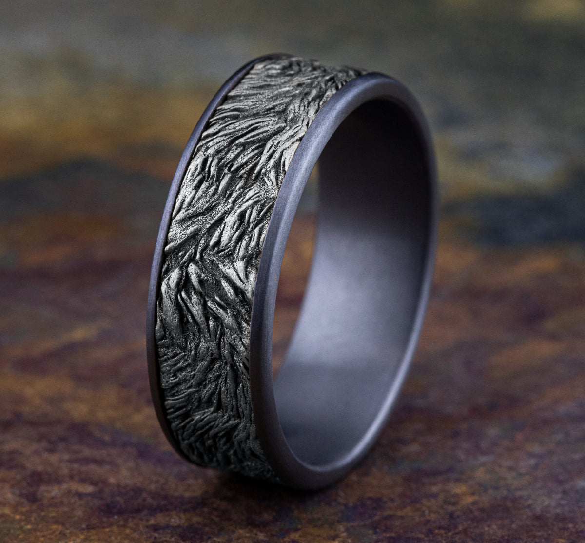 The Tamlin 7.5mm Tantalum Grey/14K White Benchmark men's wedding band