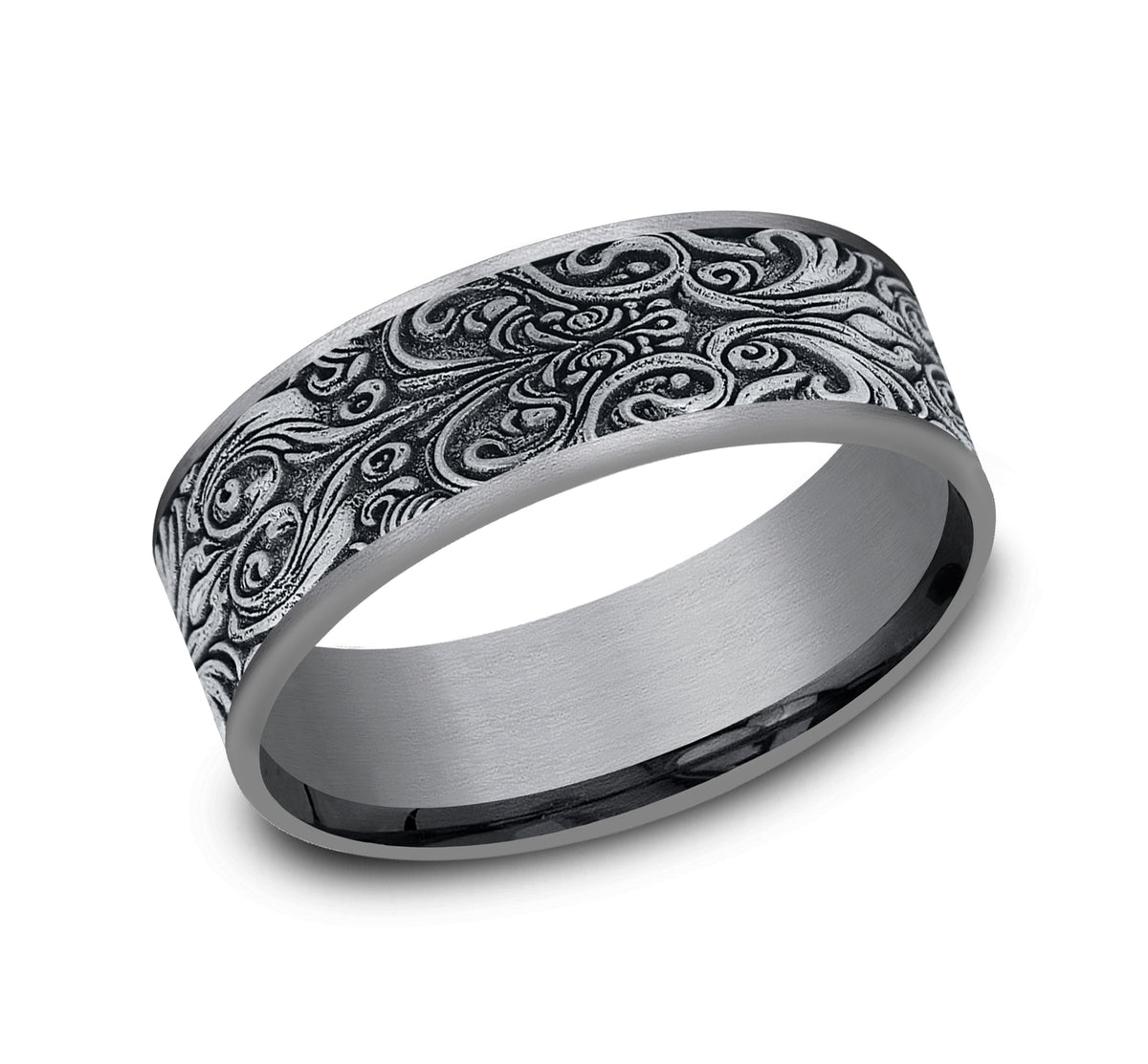 THE CARVER 7.5mm Tantalum Grey/14K White Benchmark men's wedding band