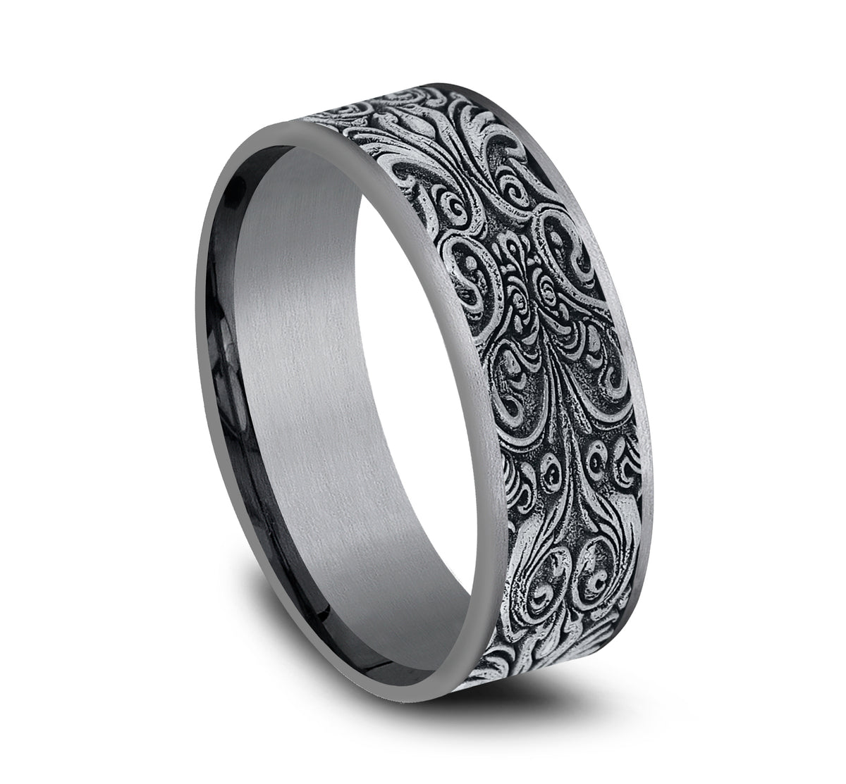 THE CARVER 7.5mm Tantalum Grey/14K White Benchmark men's wedding band