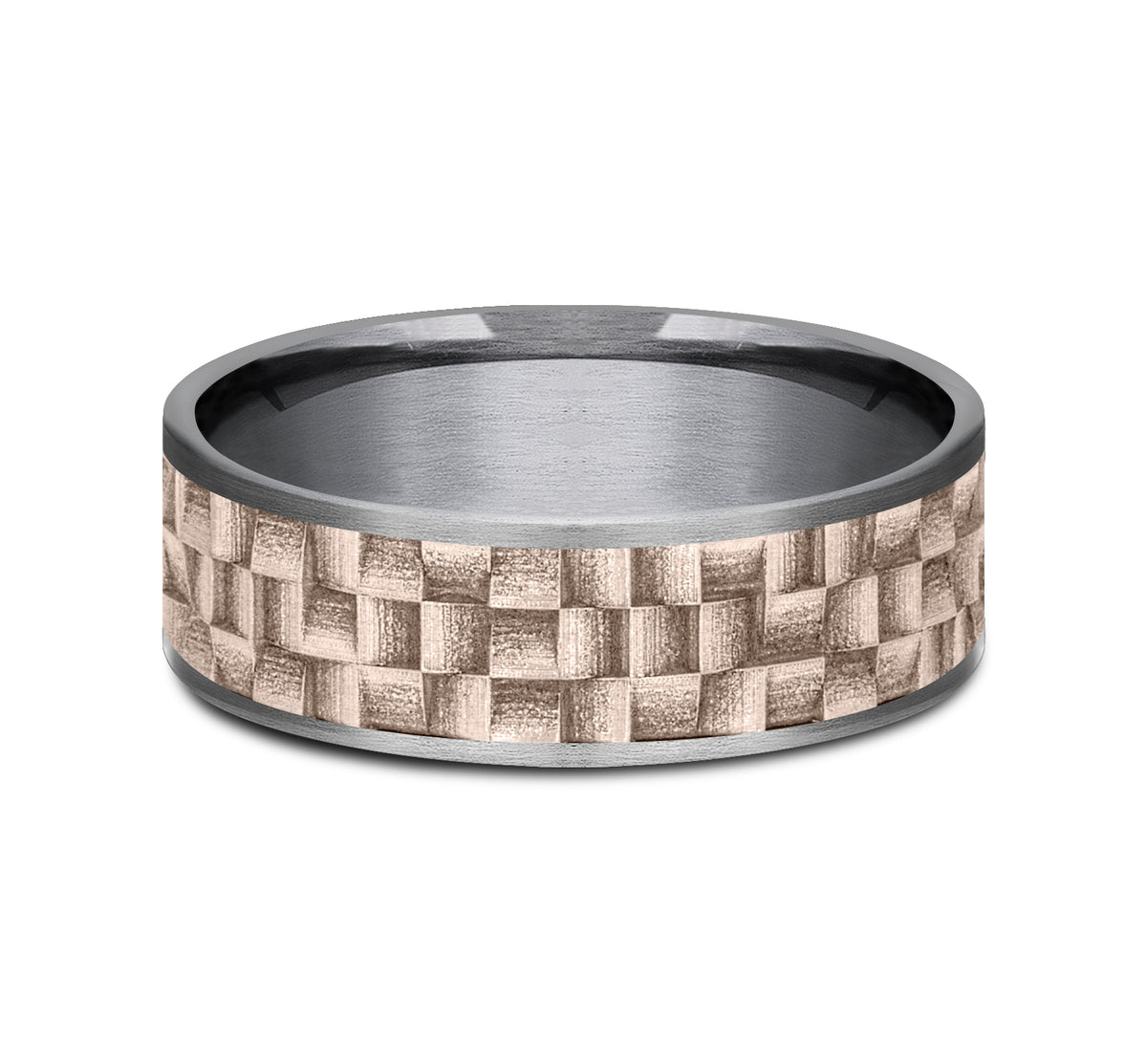 THE WEAVER 7.5mm Tantalum Grey/14K Rose Benchmark men's wedding band