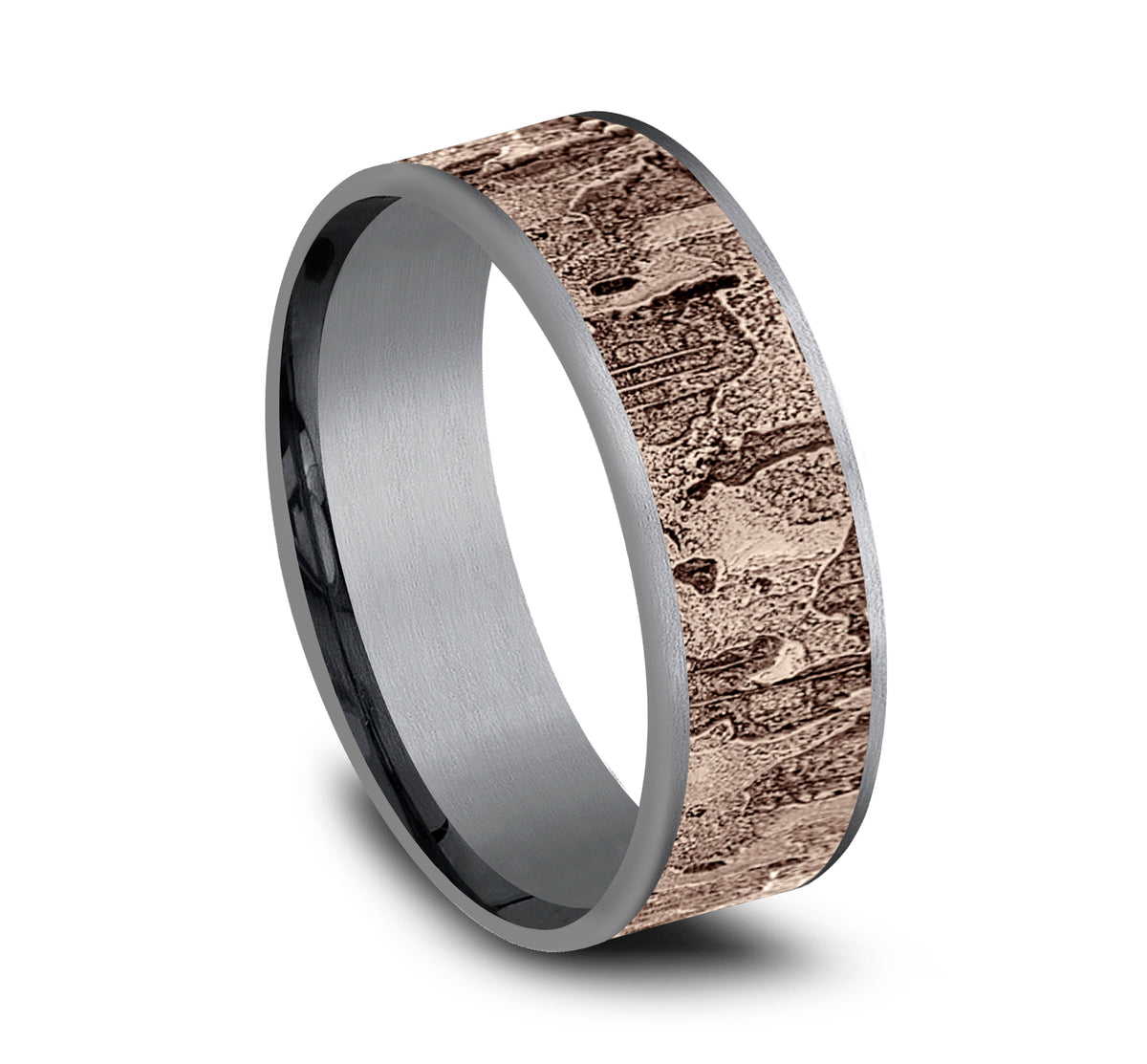 THE DEMO 7.5mm Tantalum Grey/14K Rose Benchmark men's wedding band