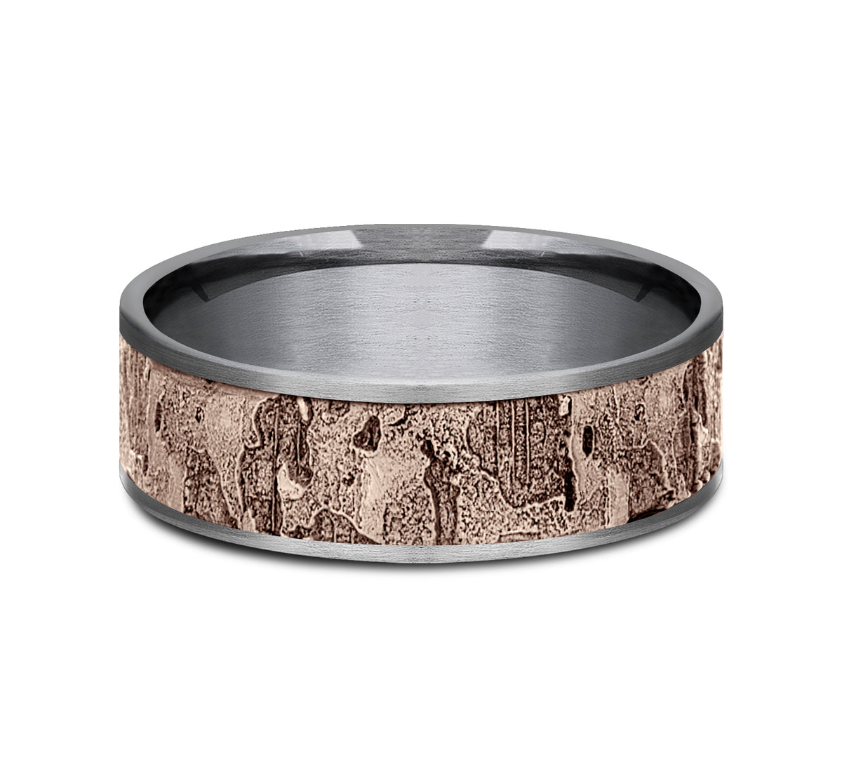 THE DEMO 7.5mm Tantalum Grey/14K Rose Benchmark men's wedding band