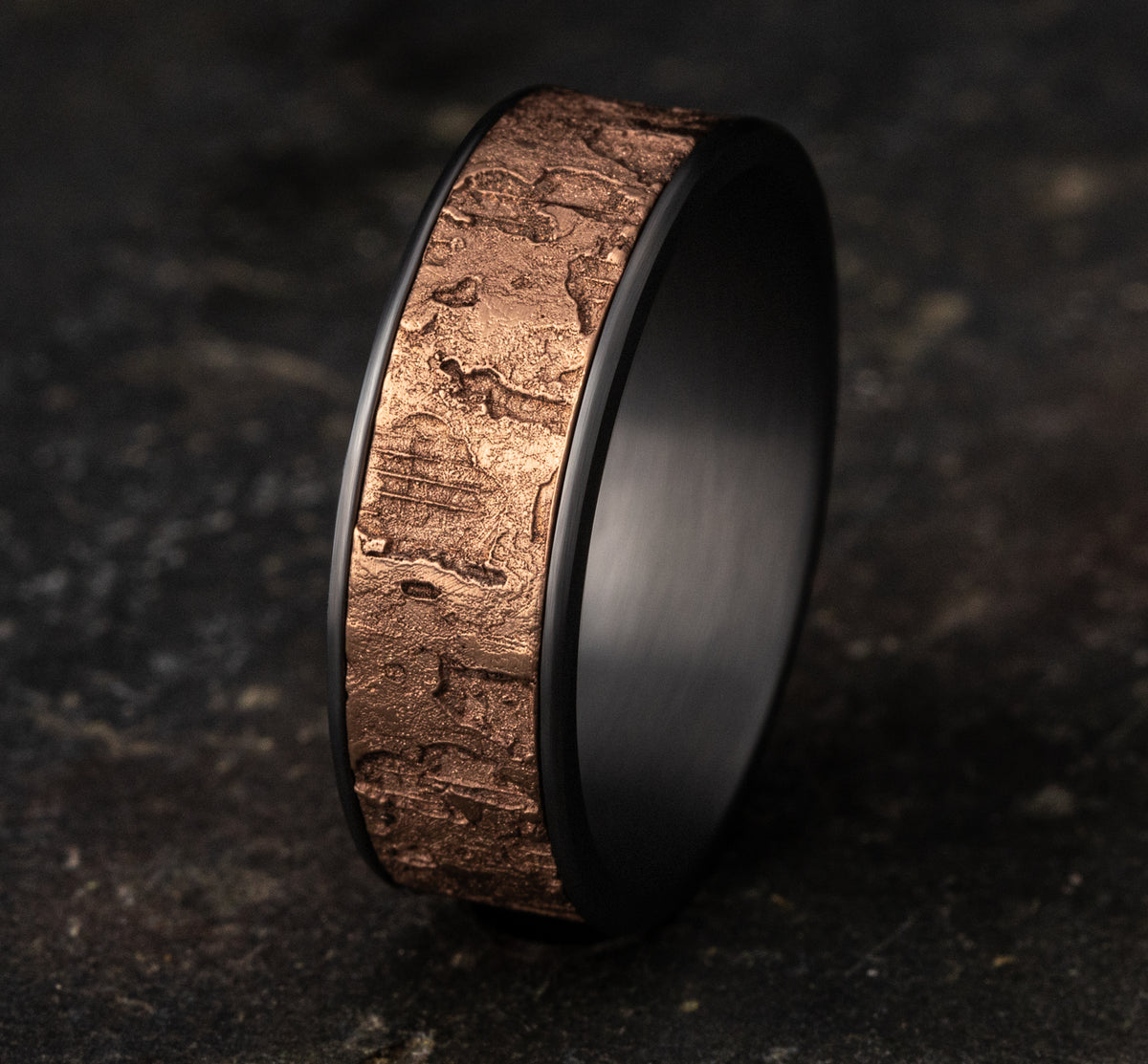 THE DEMO 7.5mm Tantalum Grey/14K Rose Benchmark men's wedding band